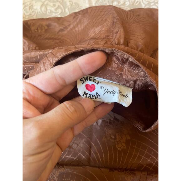 Vintage 70s satin  floral stencil‎ boho shift dresss with tie waist size xlarge - Picture 8 of 9